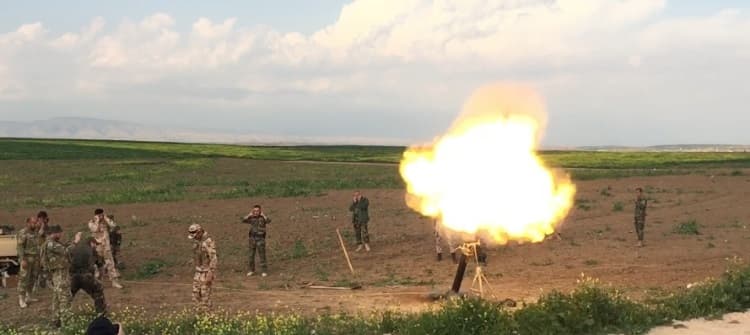120mm mortar firing